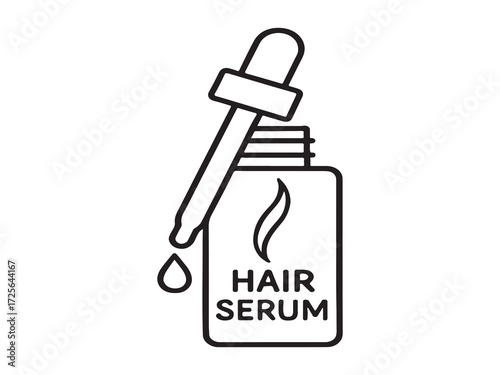 Hair serum vector line art bottle with dropper for beauty concept