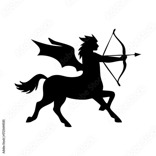 black centaur with bow and arrow clip art preview