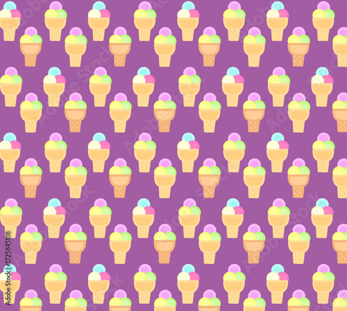 Vector seamless pattern with ice cream in purple background svg