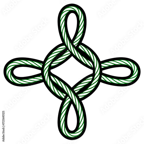 Celtic knot cross with green rope design element