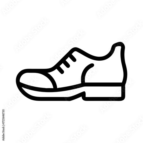 Outline icon of a classic oxford shoe on a white background futuristic silhouette vector icon