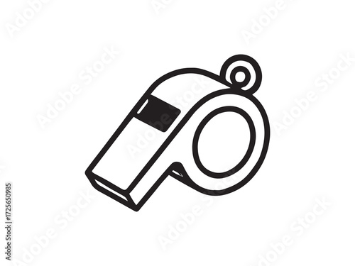 Whistle illustration in black and white style with bold outline