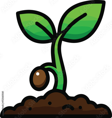A vibrant seedling sprouting from rich soil, symbolizing growth, new beginnings, and the power of nature's development, perfect for environmental or educational themes