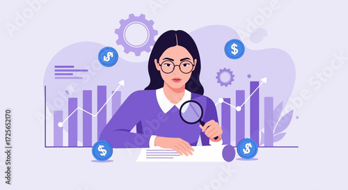 Financial Analyst Examining Data Business Growth and Investment Strategies