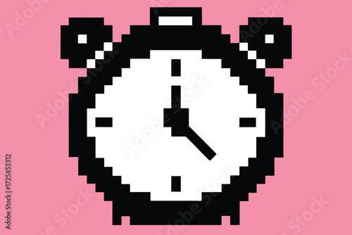 Pixel alarm clock showing four o'clock displayed against a pink background