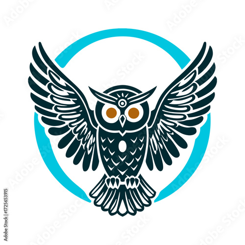 Mystical Owl with Third Eye and Crescent Moon Animal Spirit Work Owl with a third eye wings spread in a crescent moon shape