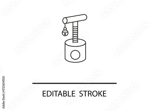 Modern minimalist line art cat tree with bell toy and scratching post for pet care designs and stylish animal supplies resources.