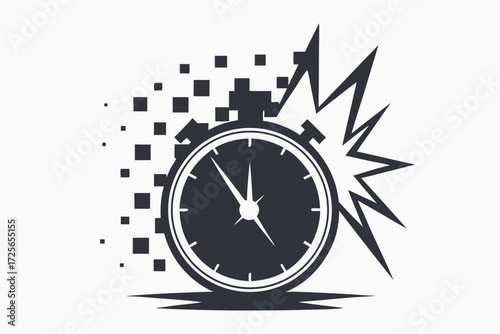 Pixelated alarm clock shows the time in a retro video game style creation