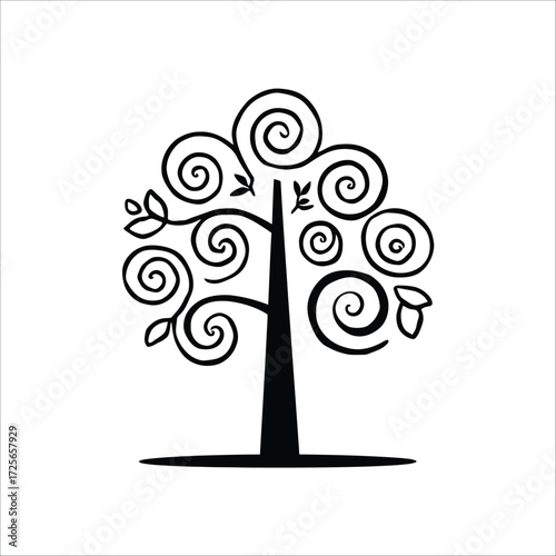 Minimalist elegant tree illustration, simple abstract nature art, modern botanical design