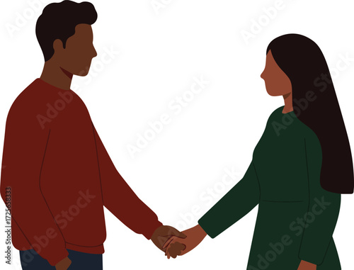 Diverse Couple Holding Hands Connection and Support