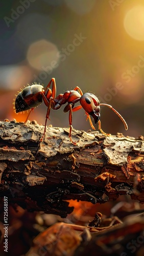 Close-up of an ant on a branch