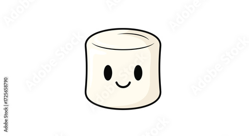 A cheerful marshmallow illustration with a simple expression on a blank canvas