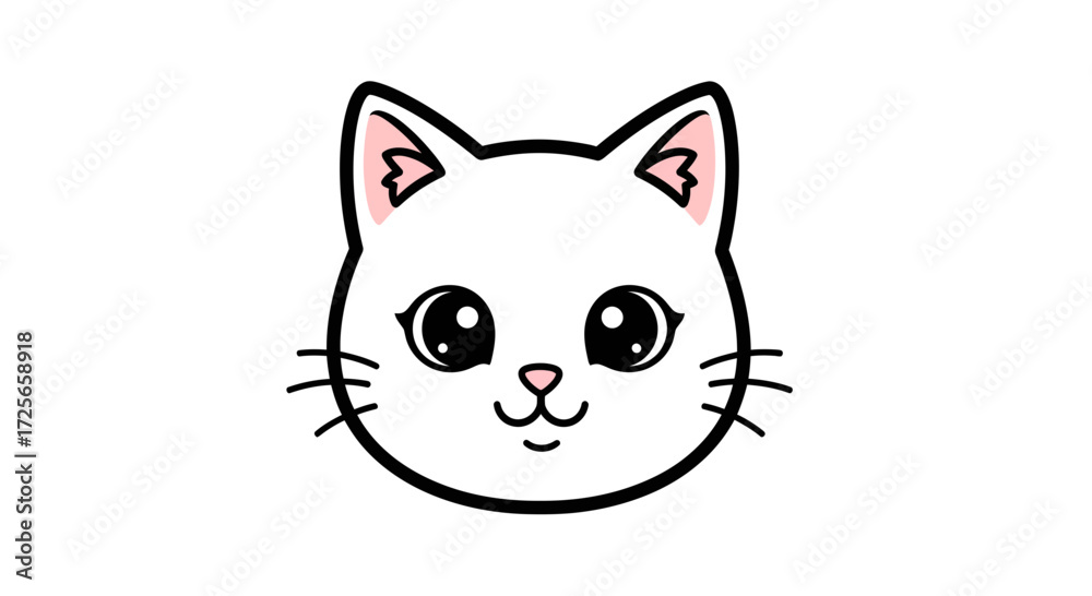 Fototapeta premium Adorable feline face illustration conveying charm and playful innocence design for many project