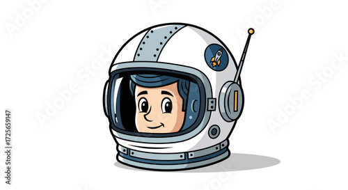Cartoon astronaut with helmet in space with cheerful expression and detailed design