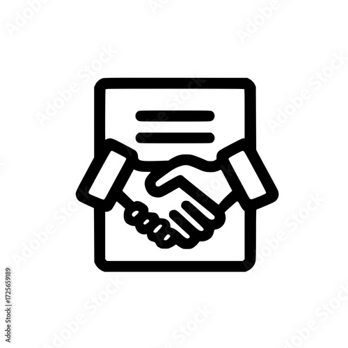 Handshake and document icon representing alliance negotiation and respectful communication design