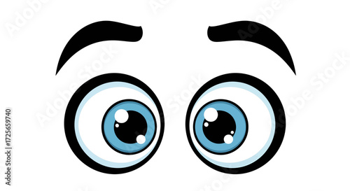 Expressive cartoon eyes gazing upward with inquisitive and wide-eyed animation portraying attention
