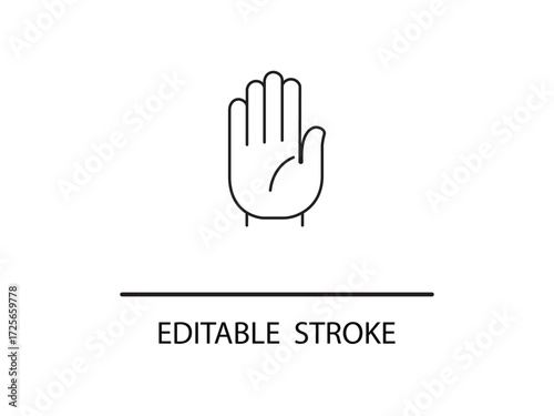 Simple stop hand gesture in modern line art offering minimalist appeal for web design and clean UI projects across devices.