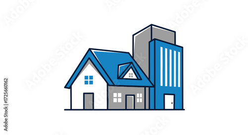Modern real estate development, home and building business conceptual architectural design
