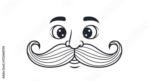 Whimsical Mustache Character with Animated Eyes and Expressive Features Art