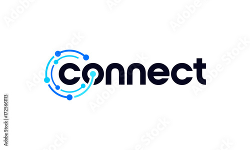 Technology connection logo design. Abstract dot, molecule and network system symbol graphic icon