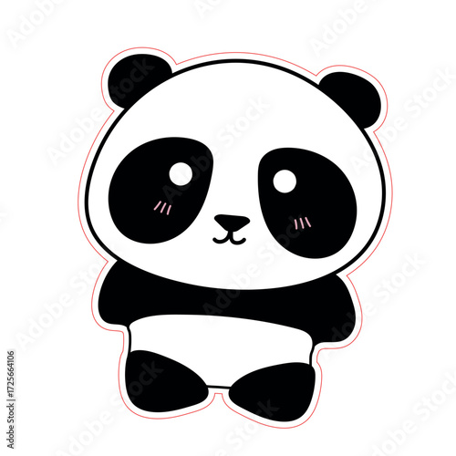 A cute baby panda bear cartoon illustration is a fun vector character with a happy smile