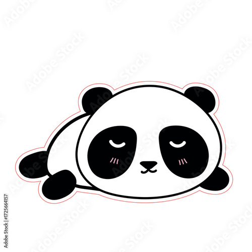 A cute baby panda bear cartoon illustration is a fun vector character with a happy smile