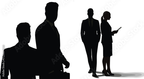 Silhouetted Business Professionals Teamwork and Corporate Presence