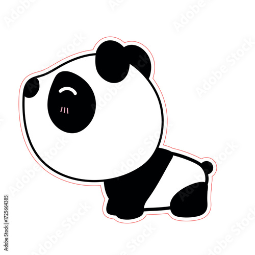 A cute baby panda bear cartoon illustration is a fun vector character with a happy smile