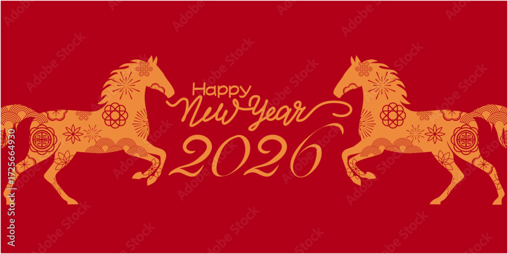 custom made wallpaper toronto digitalChinese new year illustration decoration with horses and traditional pattern. 2026 Chinese new year. Asia design banner. Vector illustration.