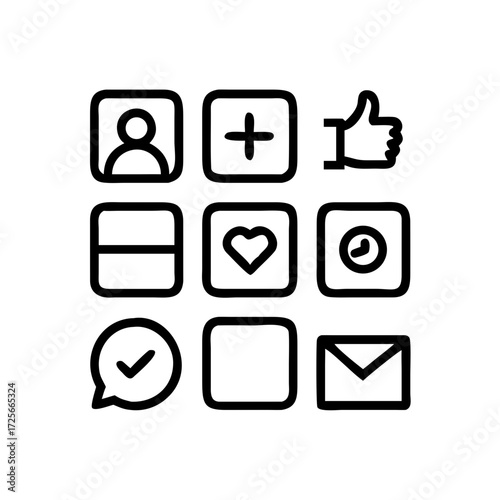 Interface Icons : A cluster of sleek, minimalist icons, artfully arranged to enhance interface design. They evoke a feeling of modernity and seamless user experience.