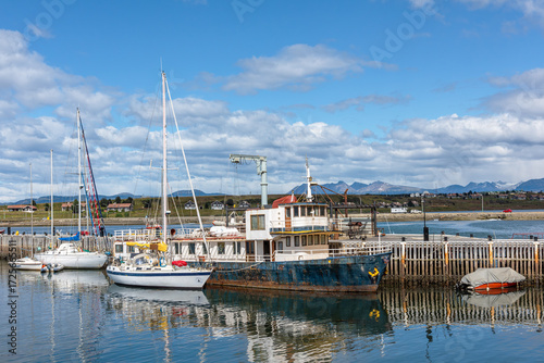 Ships and boats in the port of Ushuaia, Argentina