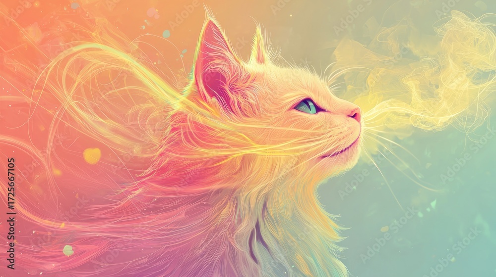 Obraz premium Colorful cat fantasy art