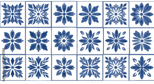 Elegant blue floral tile patterns bring timeless beauty and sophisticated charm to any decorative project, perfect for classic interiors.