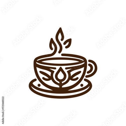 Minimalist Hot Coffee Cup Icon logo. tea cup vector, Black and White Silhouette, Simple Vector Illustration for Café, Restaurant, Beverage Menu, Transparent Background, Modern Drink Logo