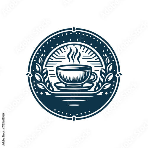 Minimalist Hot Coffee Cup Icon logo. tea cup vector, Black and White Silhouette, Simple Vector Illustration for Café, Restaurant, Beverage Menu, Transparent Background, Modern Drink Logo