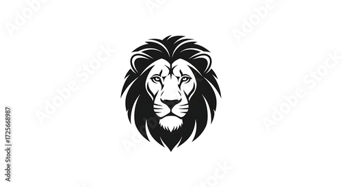 Wallpaper Mural Minimalist Black and White Lion Head Mascot Logo Illustration Torontodigital.ca