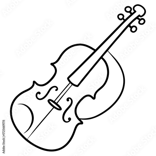Simple black and white outline drawing of a violin