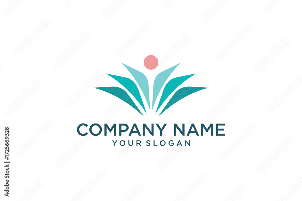 Obraz premium Wellness natural abstract logo design with unique natural person and leaf concept with creative idea.Logo for business, health, meditation, relaxation.