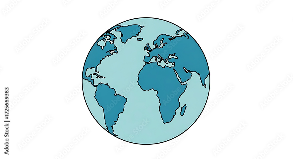 Obraz premium Simple Hand Drawn Globe Earth with Continents Geography Illustration