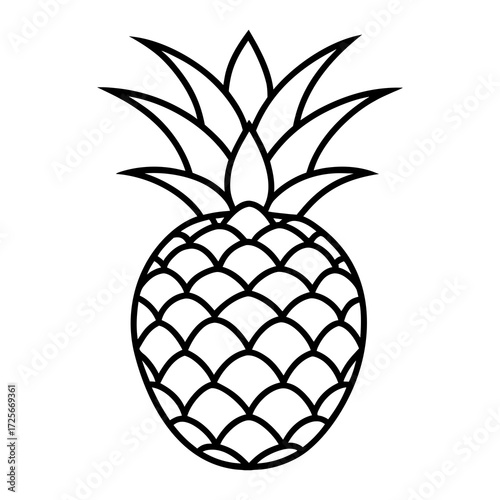 Simple outline drawing of a pineapple fruit