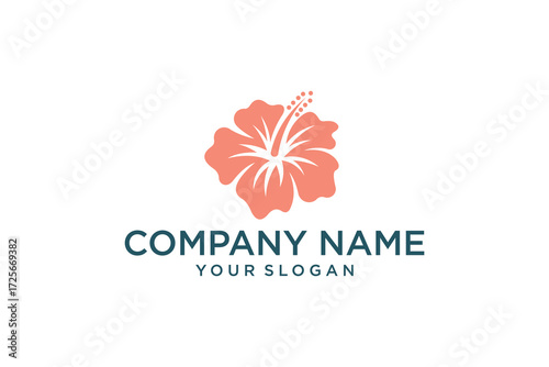 Hibiscus icon silhouette floral sigh isolated. Aloha beach symbol tropical flower exotic hibiscus bloom. Single flower icon for logo, Hawaiian print stamp design element.