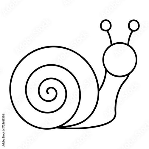 Simple outline drawing of a snail with a swirling shell