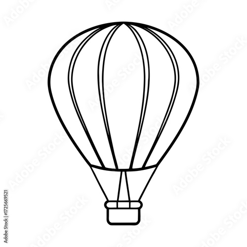 Simple black and white outline illustration of a hot air balloon