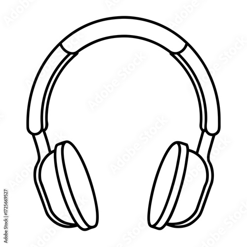 Simple line drawing of modern headphones