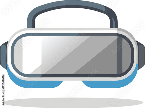 Floating brushed aluminum vr headset mockup vector illustration for immersive technology
