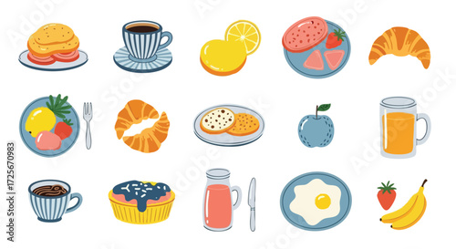 Enjoy a vibrant and delicious breakfast spread featuring coffee, juice, croissants, fruit, and pastries, perfect for a delightful morning meal