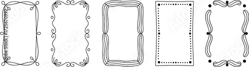 Elegant hand drawn rectangular frames collection, vintage doodle border set, decorative outline frame vector for invitation, scrapbook and design
