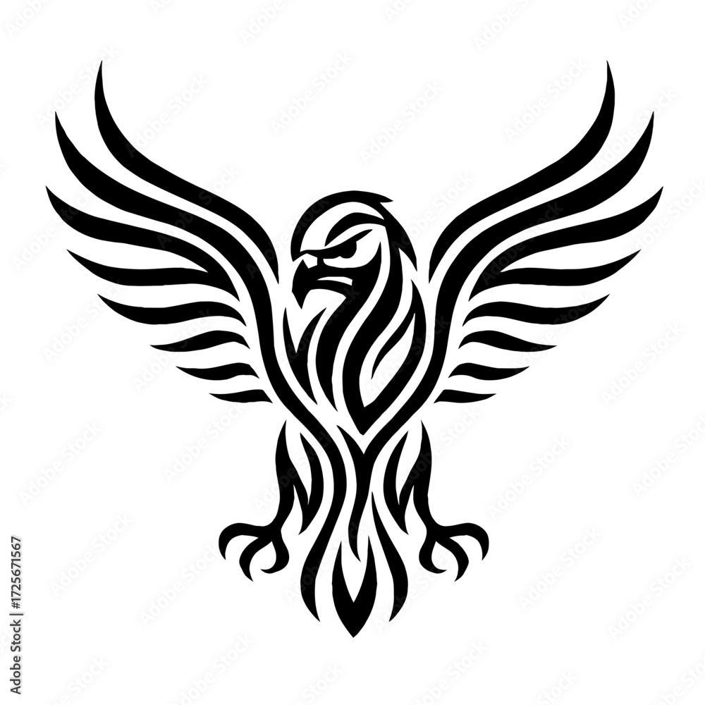 Fototapeta premium Striking Tribal Style Eagle Bird Vector Icon - Symbol of Power and Freedom