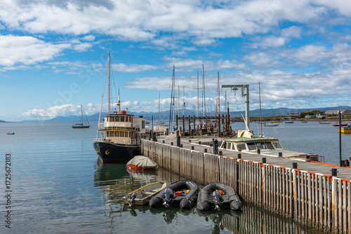 Ships and boats in the port of Ushuaia, Argentina