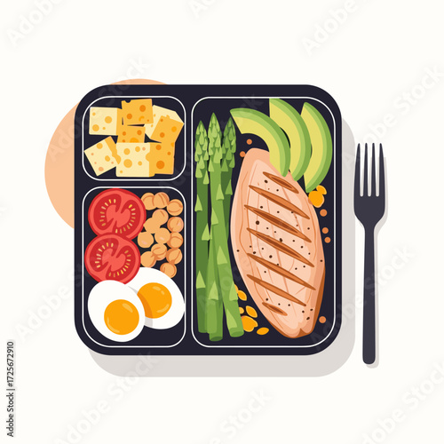 A balanced meal prep container filled with healthy and delicious food options.